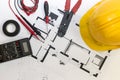 Electrician tools , instruments and project design Royalty Free Stock Photo