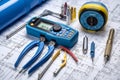 Electrician Tools and Wiring Equipment. Generative By Ai Royalty Free Stock Photo