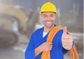 Electrician with wires cables on building site Royalty Free Stock Photo