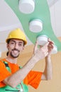 Electrician working on cabling Royalty Free Stock Photo