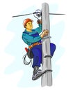 Electrician working on a pylon