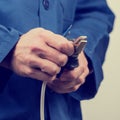 Electrician working on wiring Royalty Free Stock Photo