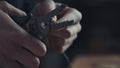 Electrician working on wiring using a pair of pliers to strip Royalty Free Stock Photo