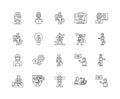 Electricians line icons, signs, vector set, outline illustration concept Royalty Free Stock Photo