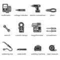 The Electricians tools flat icon set Royalty Free Stock Photo