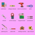 The Electricians tools icons set Royalty Free Stock Photo