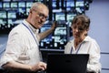 Electricians working in data center