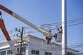 Electricians working on high voltage