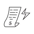 Electricity bill line icon vector design illustrator