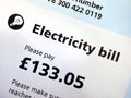 Electricity Bill statement close-up. Cost of living crises.