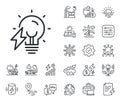 Electricity bulb line icon. Energy type for lamp sign. Energy, Co2 exhaust and solar panel. Vector