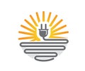Electricity Cable Logo Sun Plug Vector Design Royalty Free Stock Photo