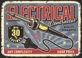 Soldering iron colorful vintage poster