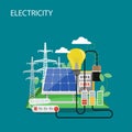 Electricity concept vector flat style design illustration Royalty Free Stock Photo