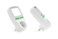 Electricity consumption meter by different devices connected to outlet, wattmeter close-up Royalty Free Stock Photo