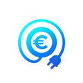 electricity cost icon with electric plug and euro