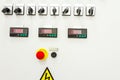 Electricity distribution place with display, fuse box Royalty Free Stock Photo