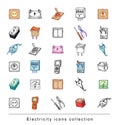 Electricity Doodle icon collection, vector illustration