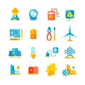 Electricity, electric meter, electrical equipment flat vector icons