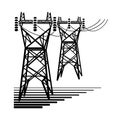 Electricity. The electric power transmission towers of high voltage line. Royalty Free Stock Photo