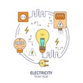 Electricity and energy round concept