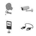 Electricity, energy, tool and other monochrome icon in cartoon style.information, cord, connectio icons in set Royalty Free Stock Photo