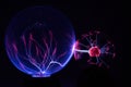 Electricity fire-ball. Abstract photo of electric waves. Static electricity - Stock Image Royalty Free Stock Photo