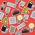 Electricity flat icons collage