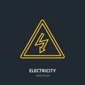 Electricity flat line icon. High voltage danger sign. Warning, electrical safety illustration Royalty Free Stock Photo