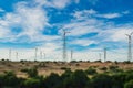 Electricity generating windmills in Rajasthan, Indian. Tilt shift lens Royalty Free Stock Photo