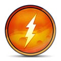 Electricity icon shiny bright orange round button illustration Royalty Free Stock Photo