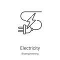 electricity icon vector from bioengineering collection. Thin line electricity outline icon vector illustration. Linear symbol for