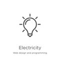 electricity icon vector from web design and programming collection. Thin line electricity outline icon vector illustration.