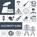 Electricity Icons Black Set Royalty Free Stock Photo