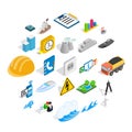 Electricity icons set, isometric style Royalty Free Stock Photo