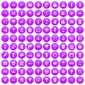 100 electricity icons set purple Royalty Free Stock Photo