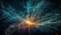 Electricity ignites deep chaos in multi colored exploding galaxy illustration generated by AI