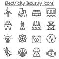 Electricity industry icon in thin line style