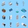 Electricity Isometric Icons Set