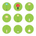 Electricity Lamps Isolated in Green Circles Set