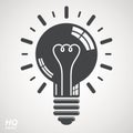 Electricity light bulb symbol isolated on white background. Vector brain storm conceptual icon - corporate problem solution theme