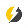 Electricity, lightning icon logo vector with circle Royalty Free Stock Photo