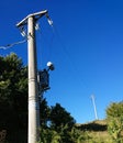 Electricity Line Transformer Wires. High Tension Royalty Free Stock Photo