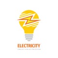 Electricity logo tempale design. Electric lightbulb concept logo sign. Lightning creative logo symbol. Vector illustration