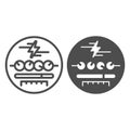 Electricity mechanical counter line and solid icon, electrical service concept. Vector graphics. Counting mechanism sign