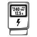 Electricity meter displaying voltage and amperage Royalty Free Stock Photo