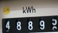 Electricity meter kWh symbol with shallow focus.