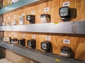 An electricity meter room. Various types of meters for taking readings. Royalty Free Stock Photo