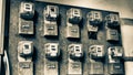 Electricity meters of old apartment.