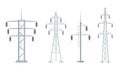 Electricity poles. Power high voltage constructions from metal decent vector realistic templates Royalty Free Stock Photo